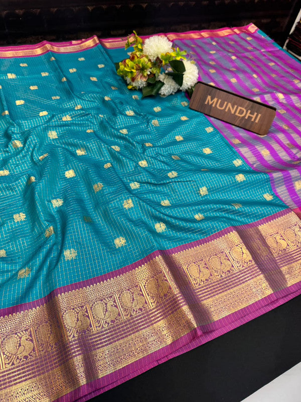 Banarasi Checked Saree in Banarasi fabric for wedding wear