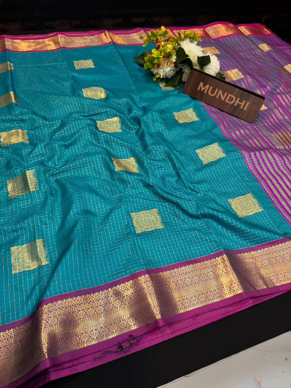Banarasi Small Checked Saree with |Zari Work for Women| VC91