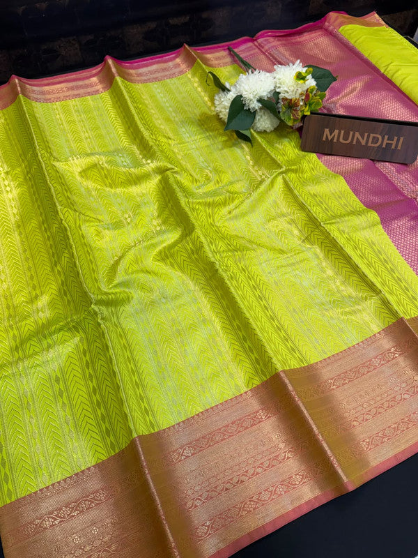 Experience the perfect balance of luxury and tradition with the New Celebrity Tissue Zari Saree.