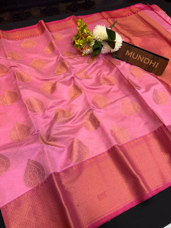 Experience the perfect balance of luxury and tradition with the New Celebrity Tissue Zari Saree.