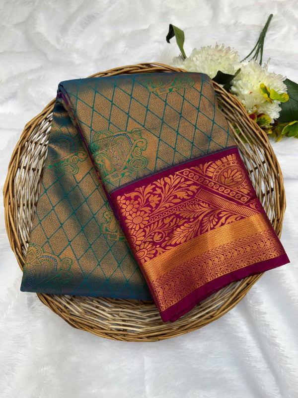 Premium semi silk saree with elegant Zari work