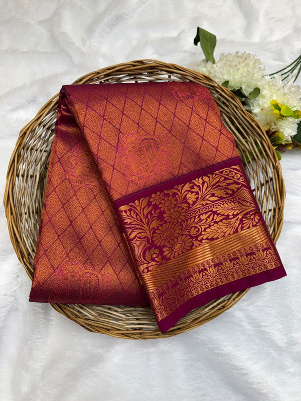 Premium semi silk saree with elegant Zari work