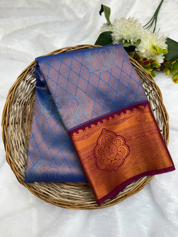 Premium semi silk saree with elegant Zari work