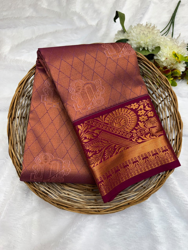 Premium semi silk saree with elegant Zari work