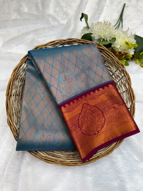 Premium semi silk saree with elegant Zari work