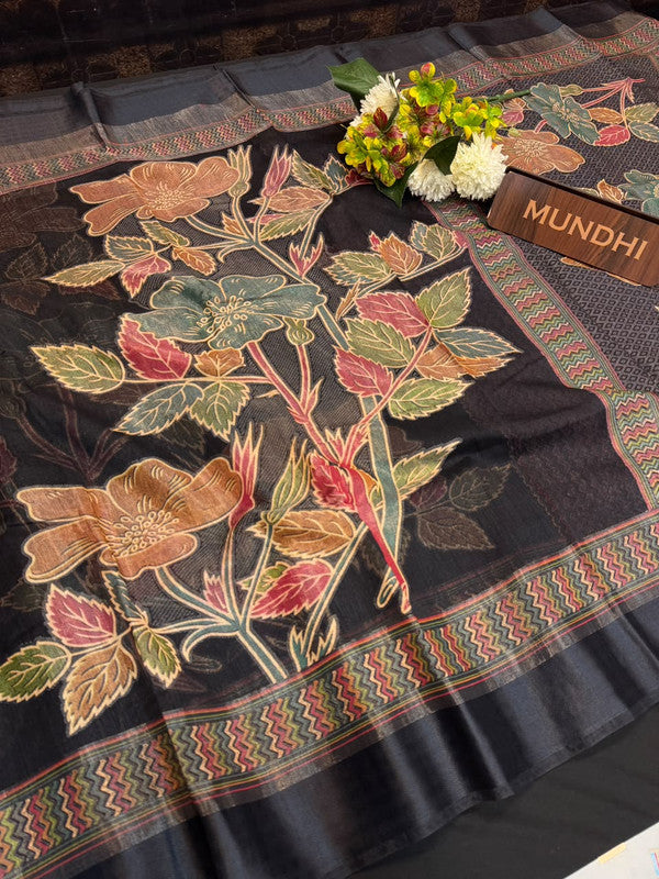 Munah Print Fancy Sarees in fancy fabric for party wear