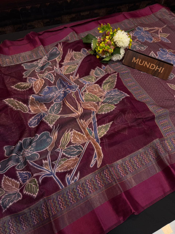 Munah Print Fancy Sarees in fancy fabric for party wear