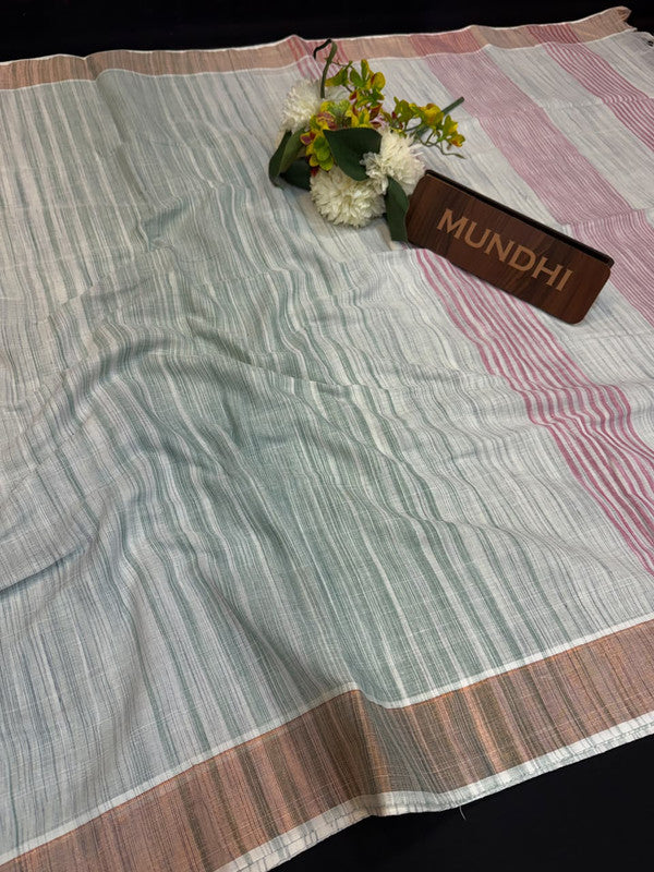 Dorothy cotton saree with zari and plain design