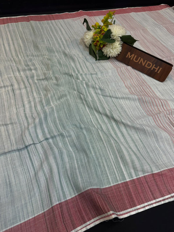 Dorothy cotton saree with zari and plain design