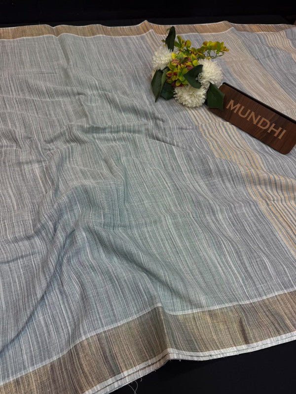 Dorothy cotton saree with zari and plain design