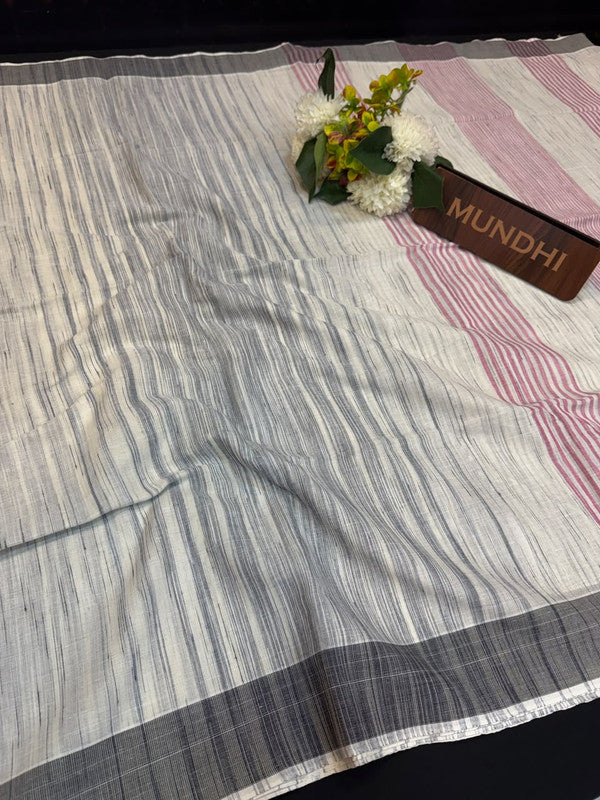 Dorothy cotton saree with zari and plain design