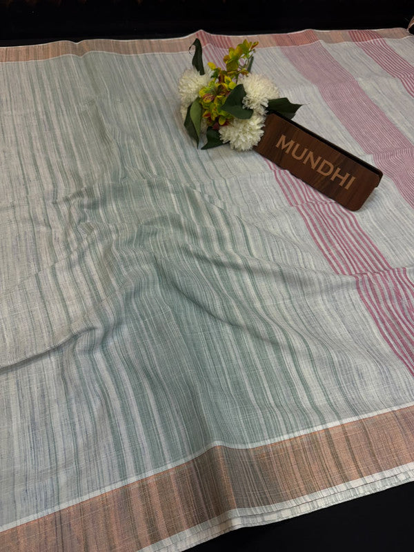 Dorothy cotton saree with zari and plain design