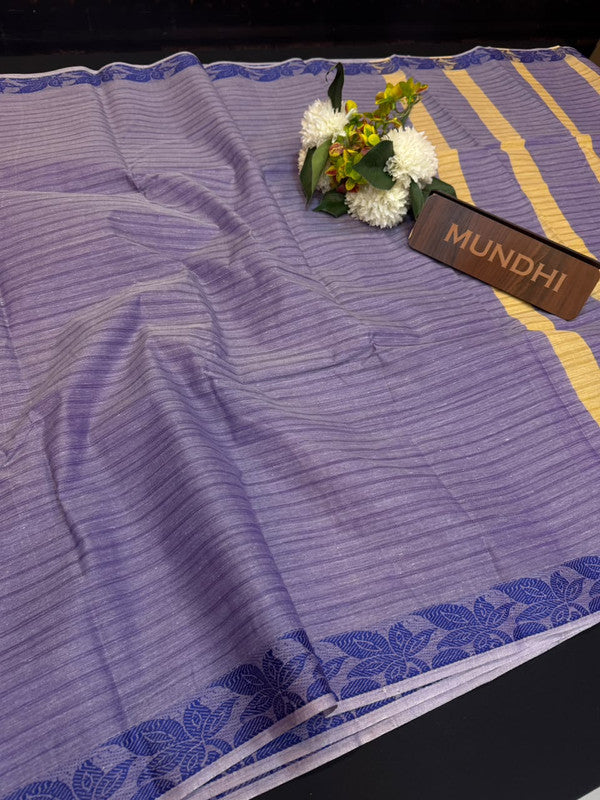 Dorothy cotton saree with zari and plain design