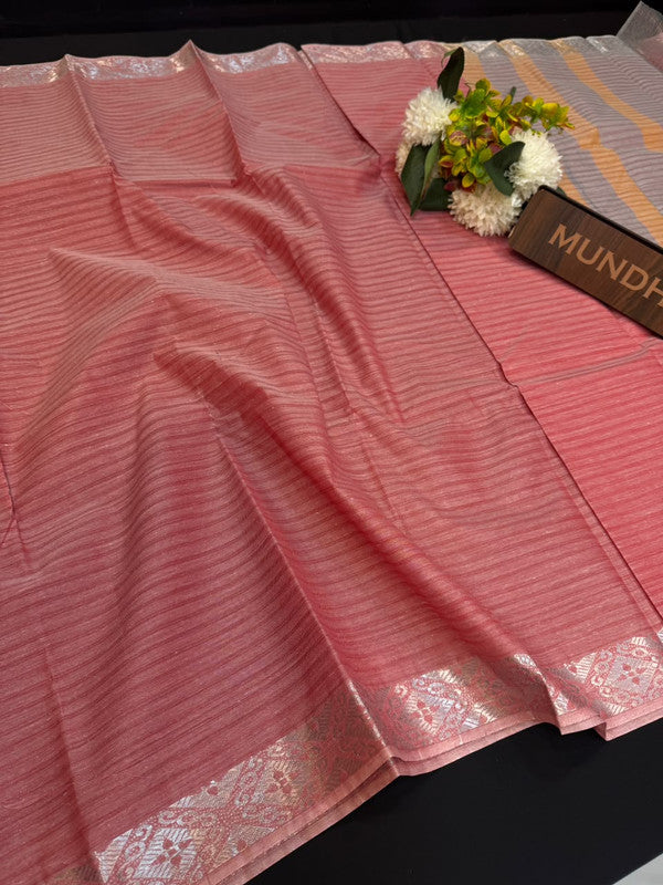 Dorothy cotton saree with zari and plain design