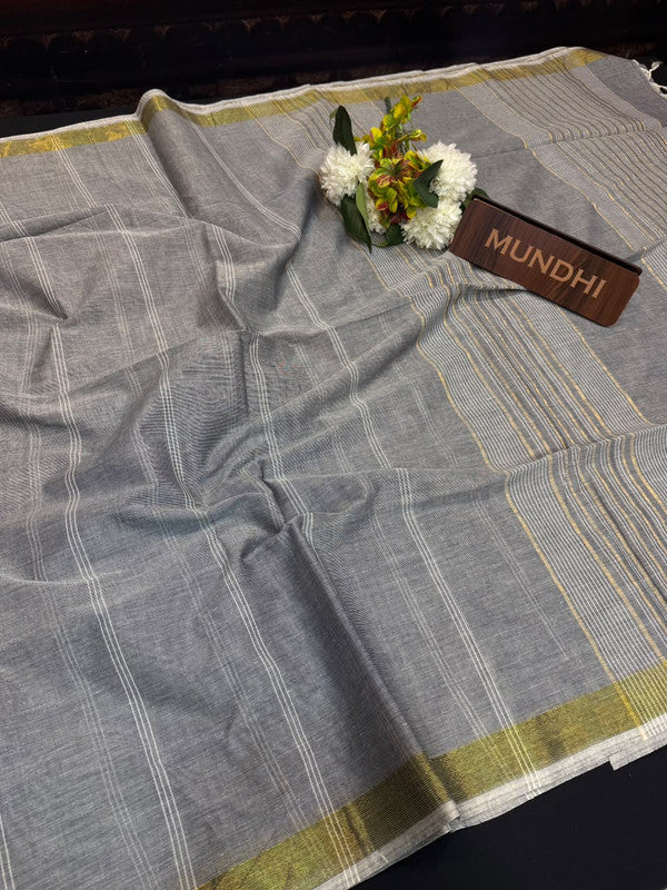 Dorothy cotton saree with zari and plain design
