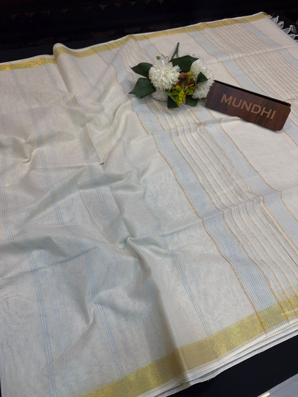 Dorothy cotton saree with zari and plain design