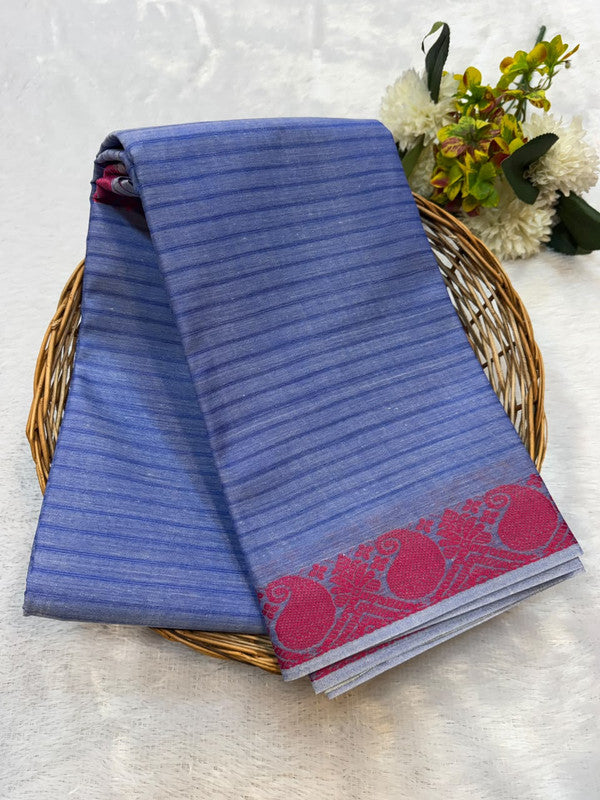 Dorothy cotton saree with zari and plain design
