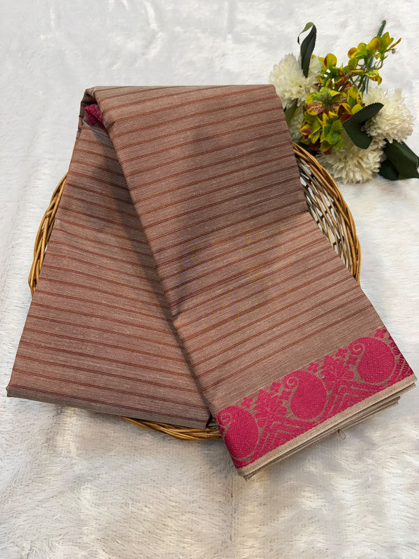 Dorothy cotton saree with zari and plain design