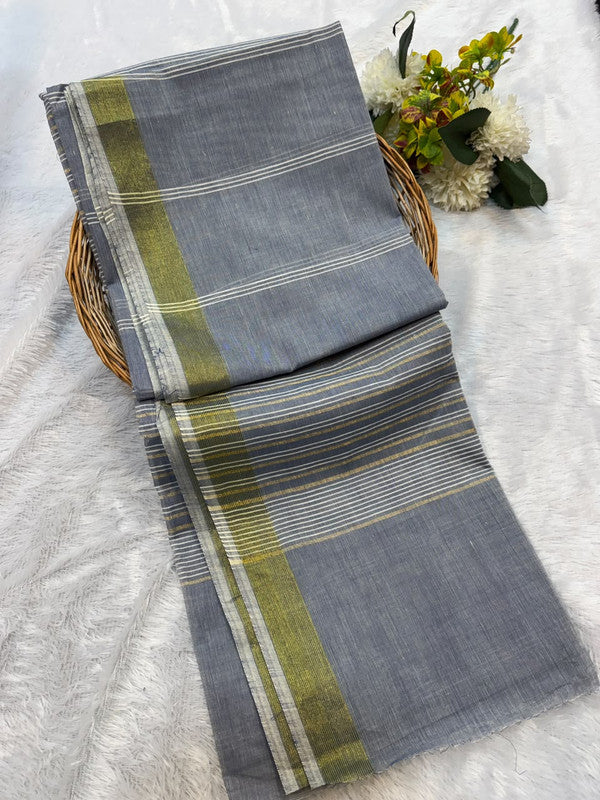 Dorothy cotton saree with zari and plain design