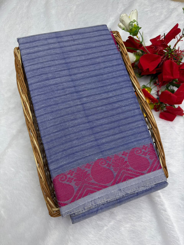 Dorothy cotton saree with zari and plain design