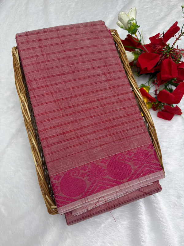 Dorothy cotton saree with zari and plain design