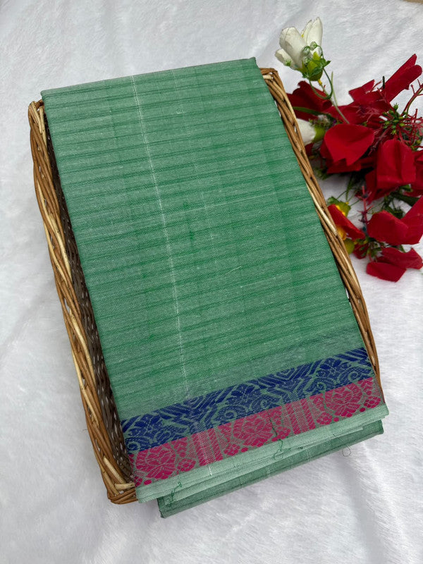 Dorothy cotton saree with zari and plain design