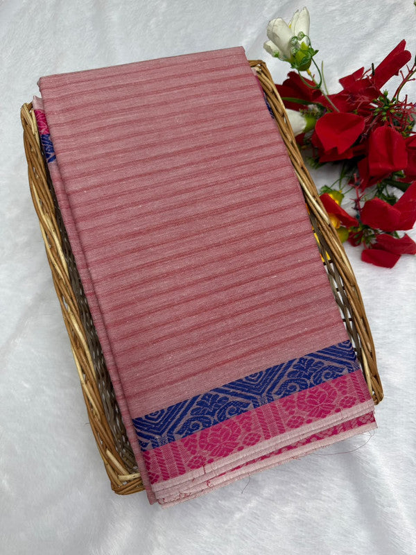 Dorothy cotton saree with zari and plain design