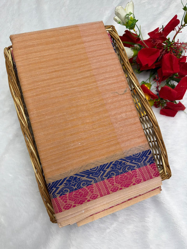 Dorothy cotton saree with zari and plain design