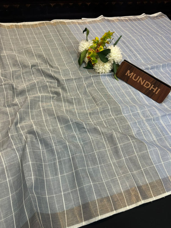 Dorothy cotton saree with zari and plain design