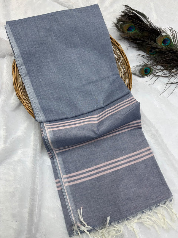 Dorothy cotton saree with zari and plain design