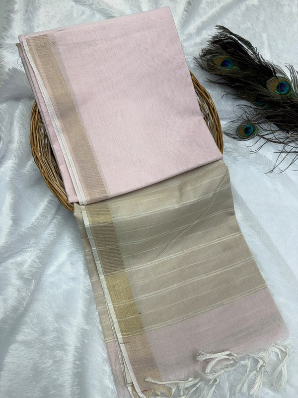Dorothy cotton saree with zari and plain design