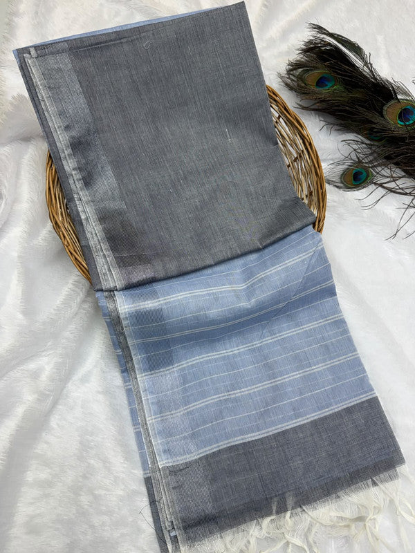 Dorothy cotton saree with zari and plain design