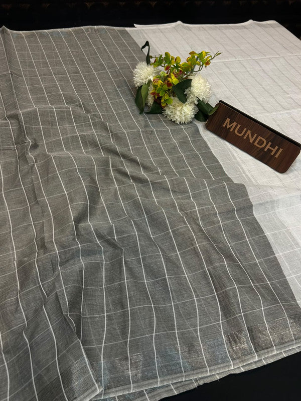 Dorothy cotton saree with zari and plain design