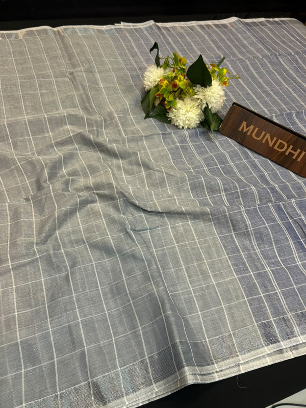 Dorothy cotton saree with zari and plain design