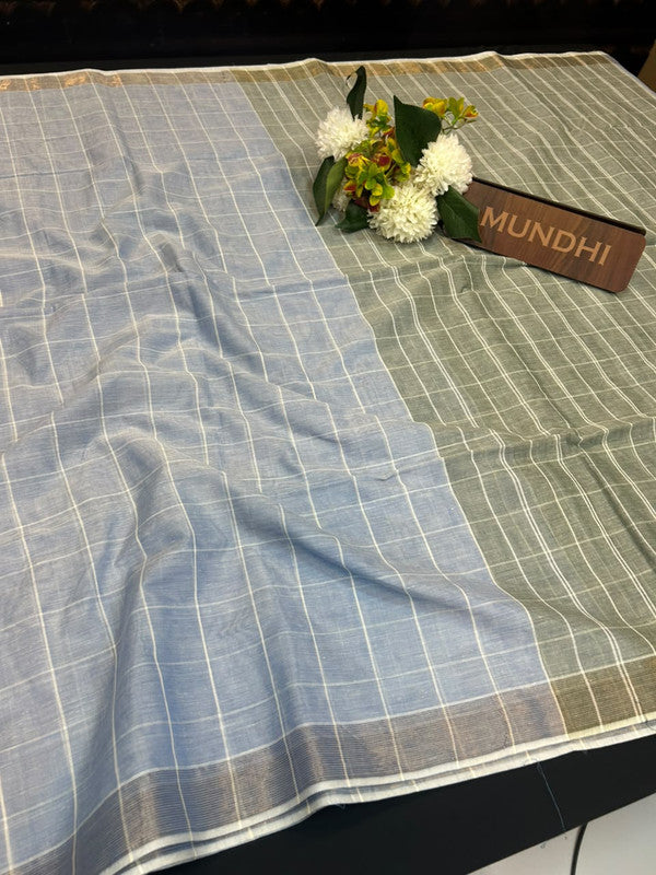 Dorothy cotton saree with zari and plain design