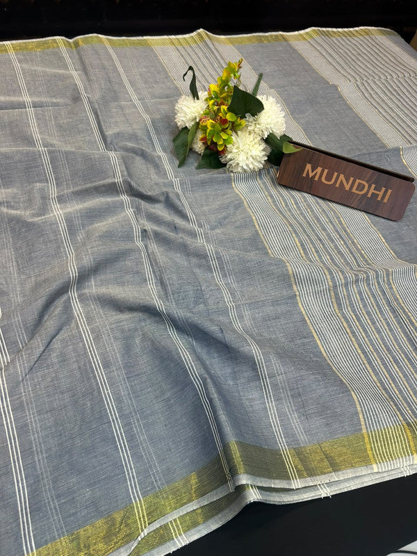 Dorothy cotton saree with zari and plain design