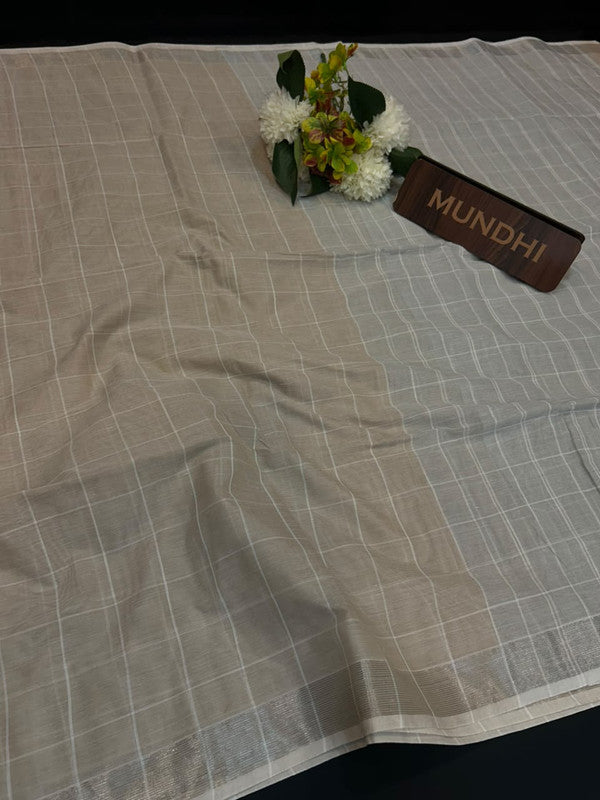 Dorothy cotton saree with zari and plain design