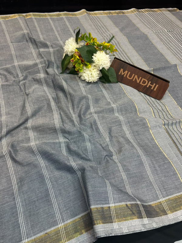 Dorothy cotton saree with zari and plain design