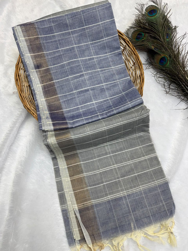 Dorothy cotton saree with zari and plain design