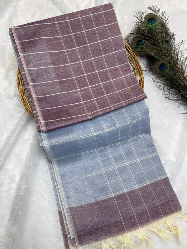 Dorothy cotton saree with zari and plain design