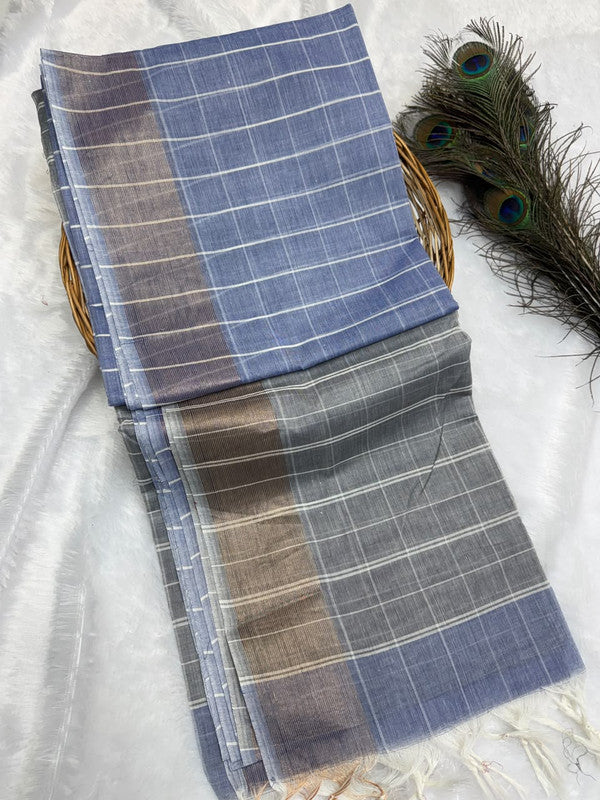 Dorothy cotton saree with zari and plain design
