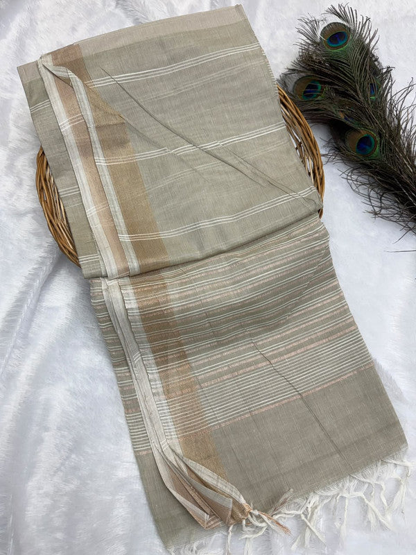 Dorothy cotton saree with zari and plain design