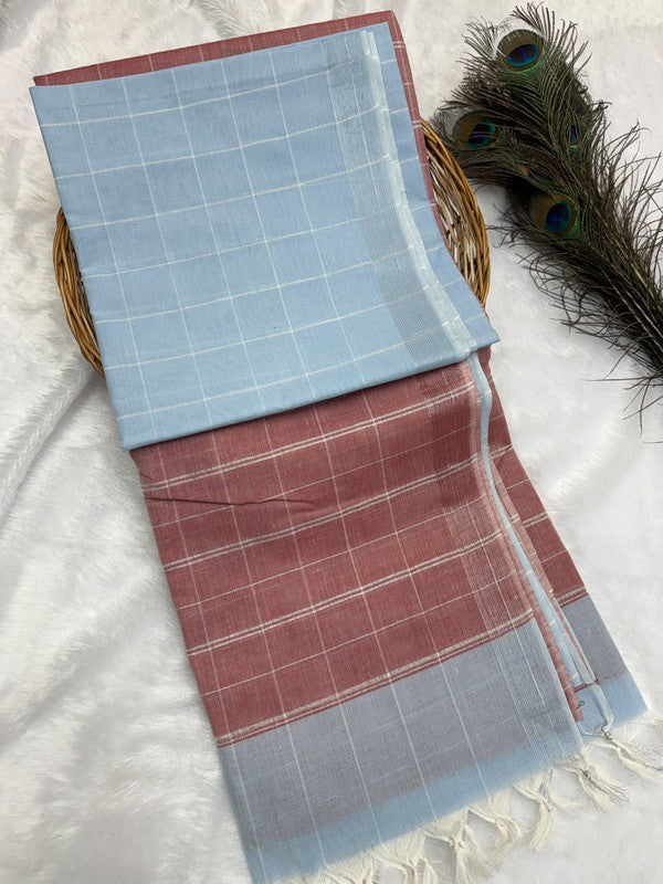 Dorothy cotton saree with zari and plain design