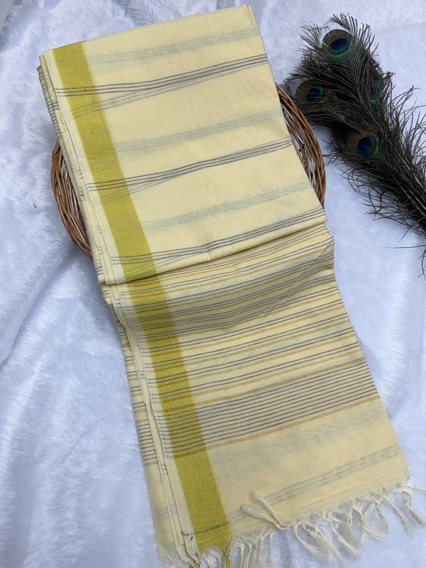 Dorothy cotton saree with zari and plain design