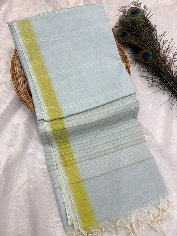 Dorothy cotton saree with zari and plain design