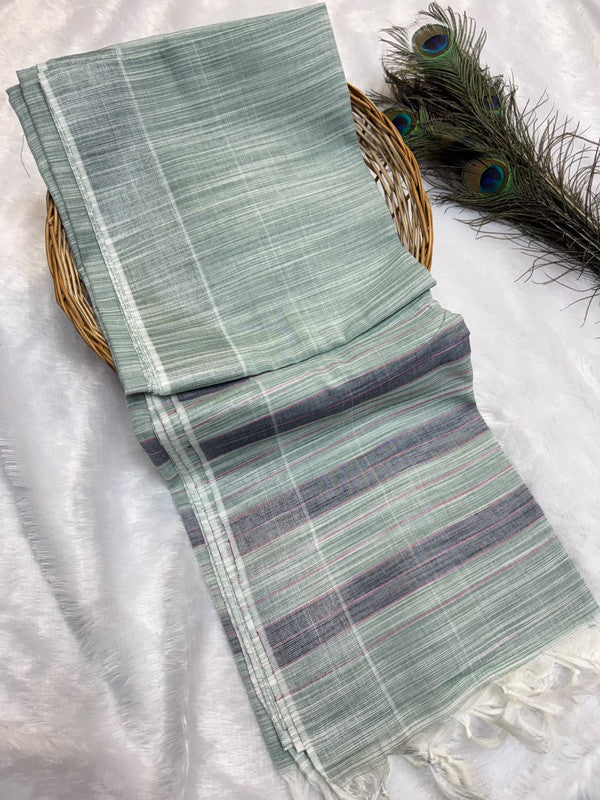 Dorothy cotton saree with zari and plain design