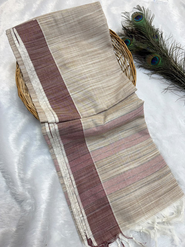 Dorothy cotton saree with zari and plain design