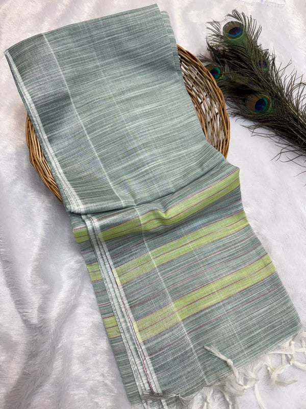 Dorothy cotton saree with zari and plain design