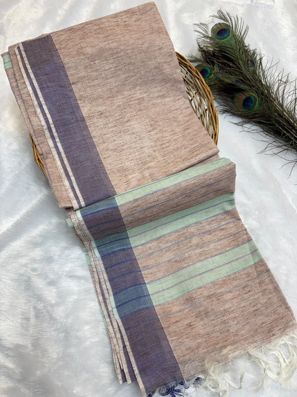 Dorothy cotton saree with zari and plain design