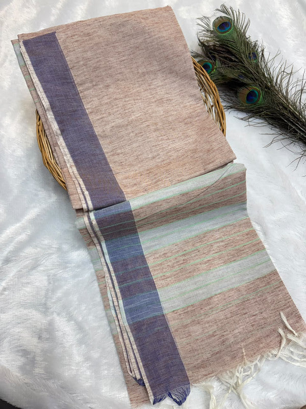 Dorothy cotton saree with zari and plain design